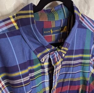 Polo Ralph Lauren Long Sleeve Blue plaid dress shirt 4xlt